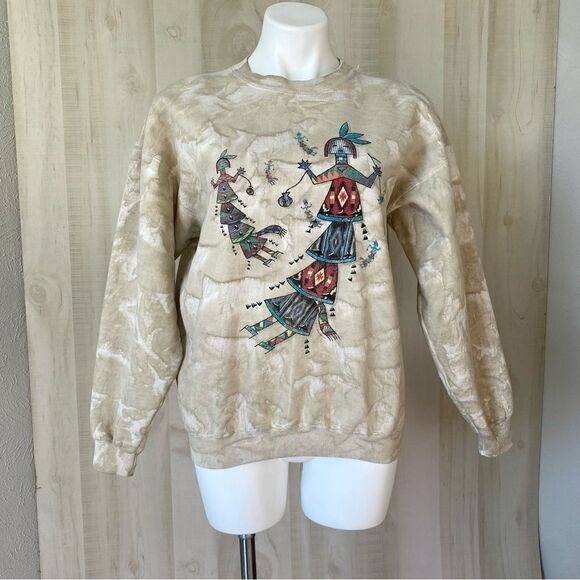 Vintage Southwest Yei Navajo print sweatshirt tie dye size Medium - Picture 2 of 10